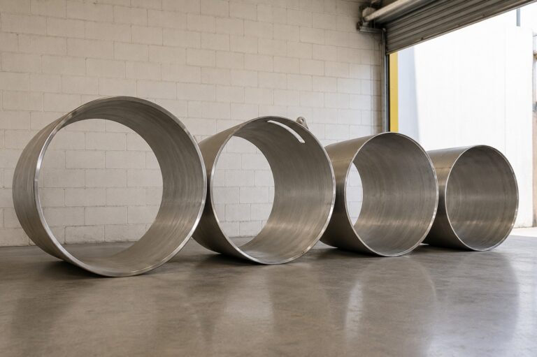 Cilindros e virolas em aço inox fabricados por calandragem industrial - SP